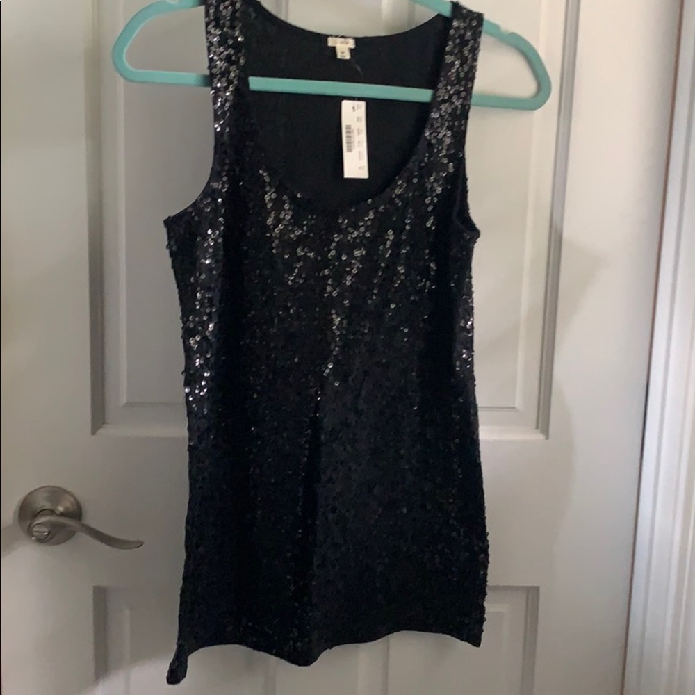 J. Crew black sequin tank NWT